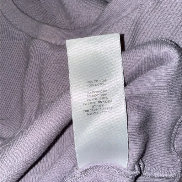 TNA Aritzia Lavender Ribbed Cropped Long Sleeve Top | Size Large - Picture 4 of 5